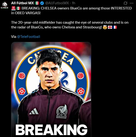 Obed Vargas en la mira del Chelsea