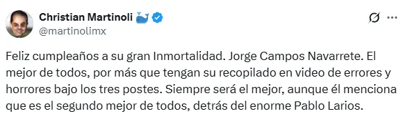 La publicación de Christian Martinoli (X)