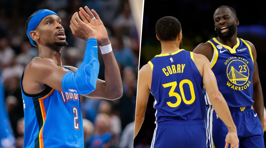Shai Gilgeous-Alexander, Stephen Curry y Draymond Green (GETTY IMAGES)