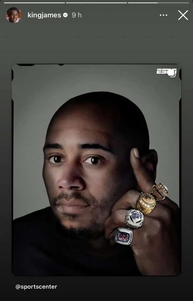 Reacción de LeBron por el cuarto título de Mookie Betts. (Foto: Instagram / @kingjames)