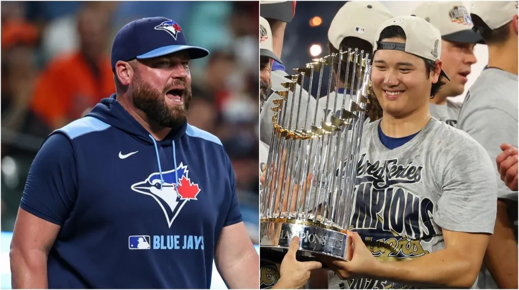 John Schneider y Shohei Ohtani en la Serie Mundial. (Foto: Gtty Images)