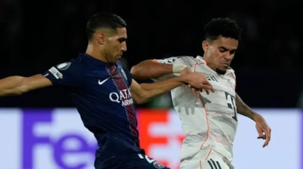 Hakimi y Luis Díaz en PSG vs Bayern Múnic. (Foto: Getty Images)