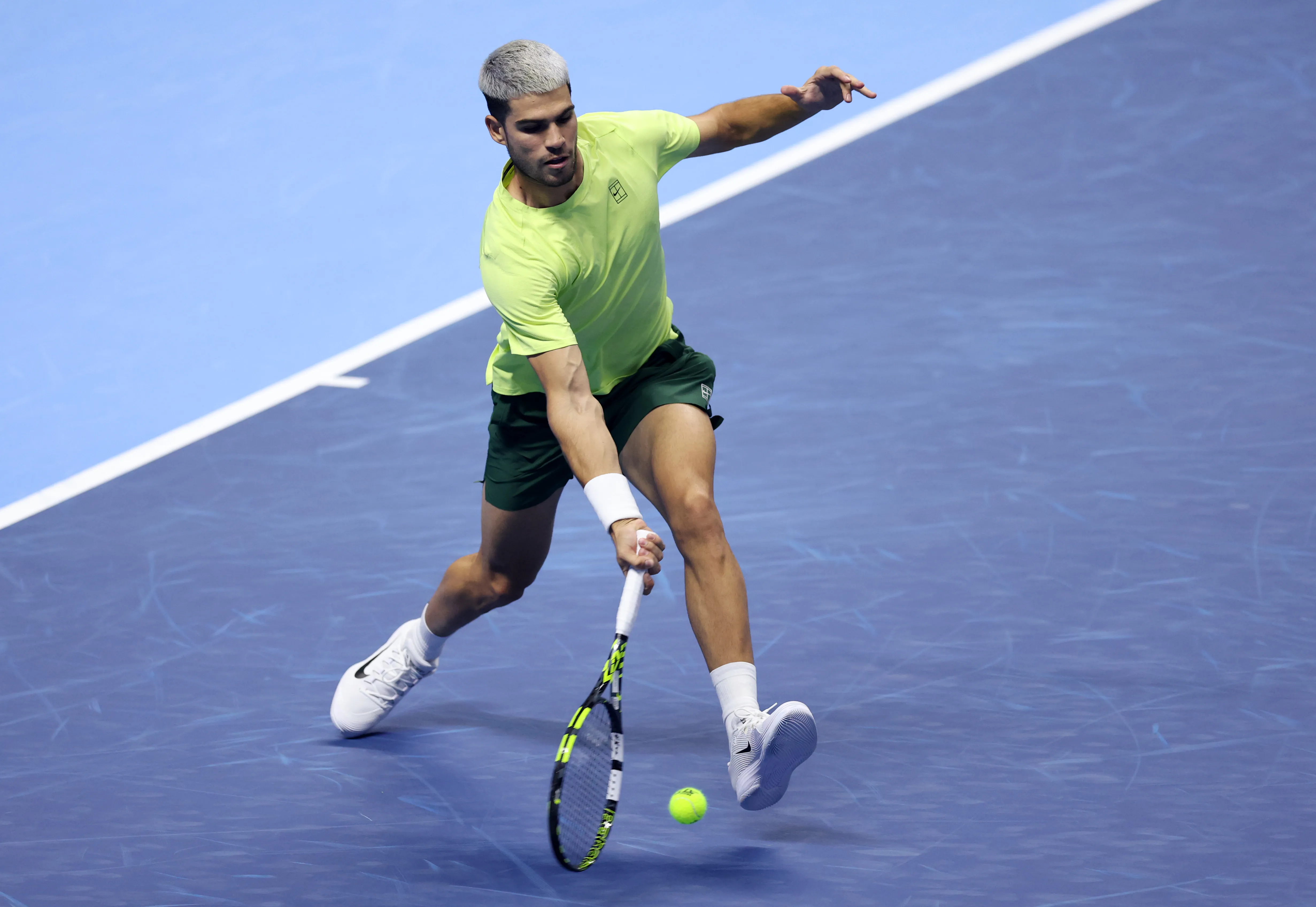 Carlos Alcaraz en el partido ante Lorenzo Musetti (Getty Images)