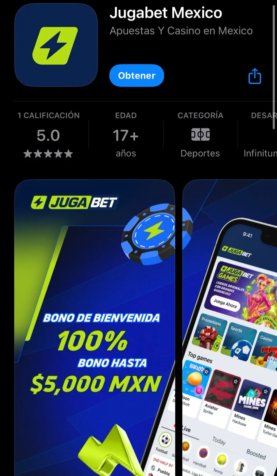 Jugabet app - Descarga desde App Store