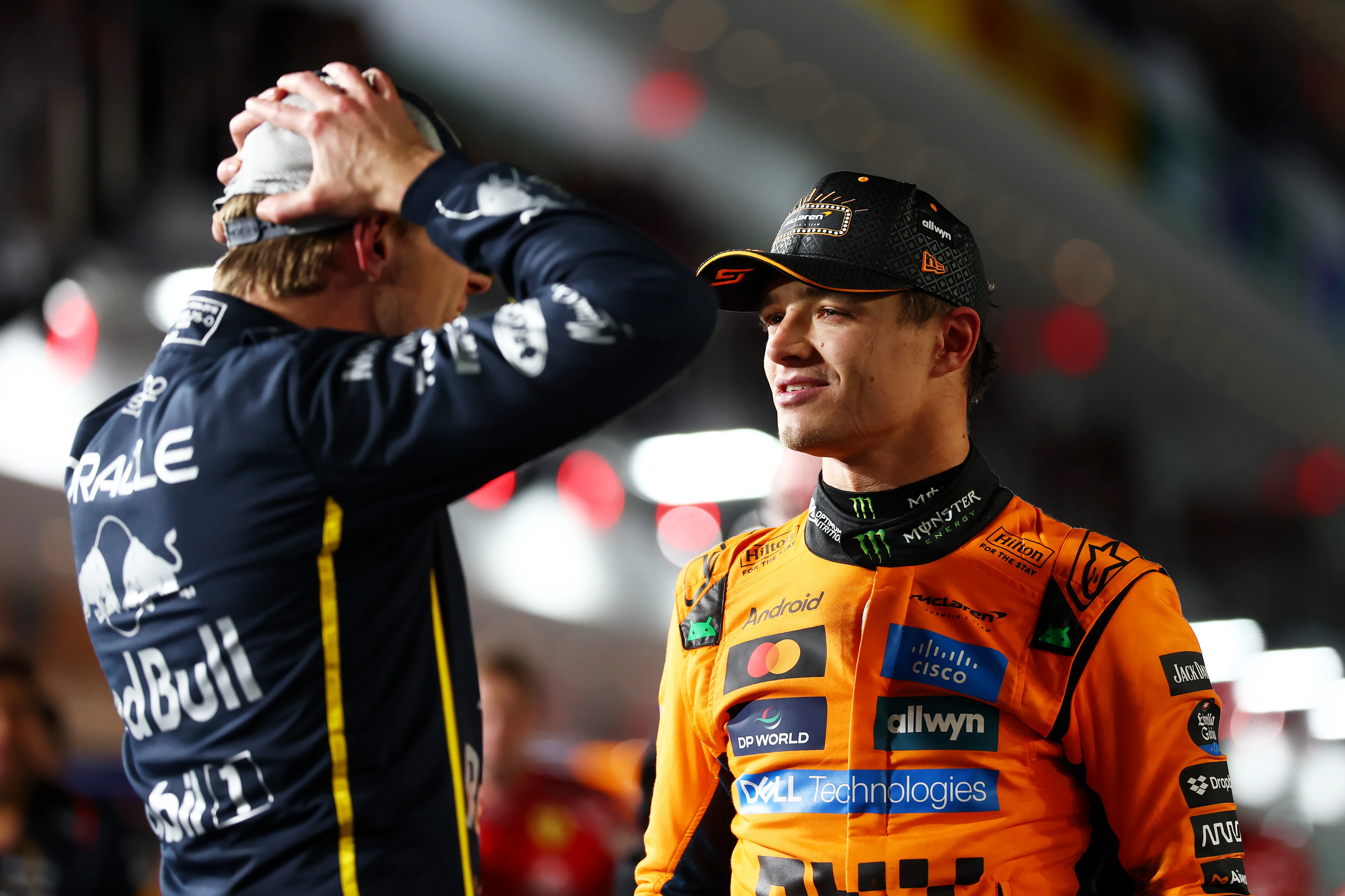 Verstappen y Norris en el GP de Las Vegas 2025 (GETTY IMAGES)
