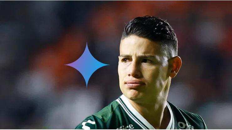 James Rodríguez y el logo de la IA Gemini.