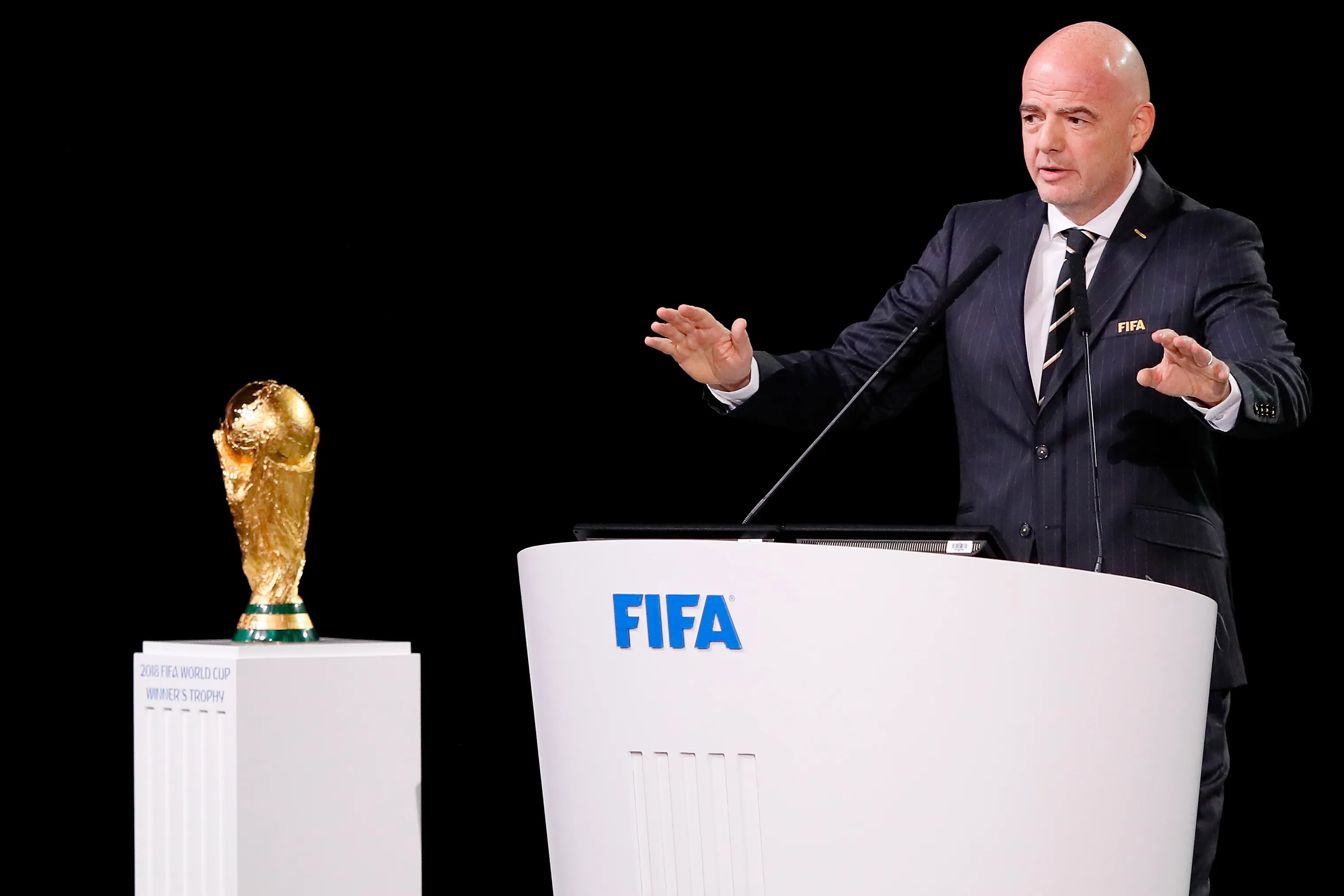 Gianni Infantino, presidente de la FIFA, en Moscú (GETTY IMAGES)