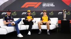 Max Verstappen, Lando Norris y Osca Piastri en la previa del GP de Abu Dhabi