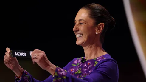 Claudia Sheinbaum en el sorteo del Mundial 2026