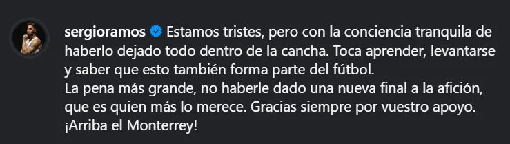 El mensaje de Sergio Ramos (@sergioramos)