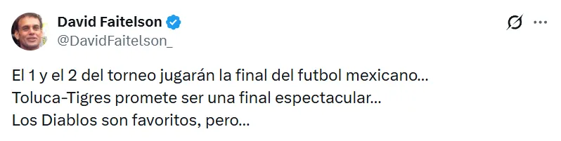 El mensaje de David Faitelson (@DavidFaitelson_)