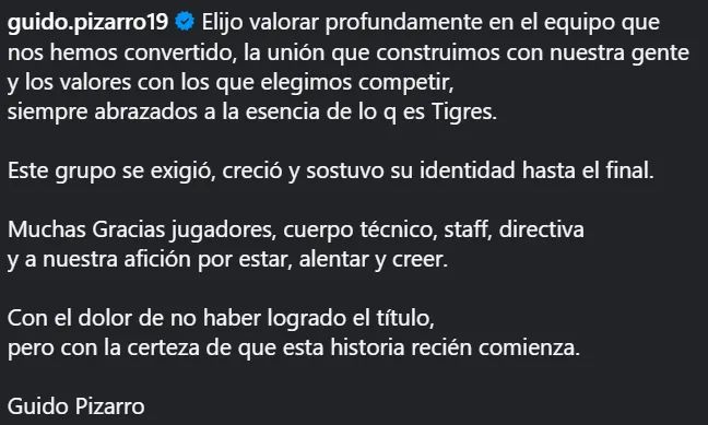 El mensaje de Guido Pizarro (@guido.pizarro19)