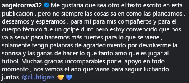 El mensaje de Ángel Correa (@angelcorrea32)