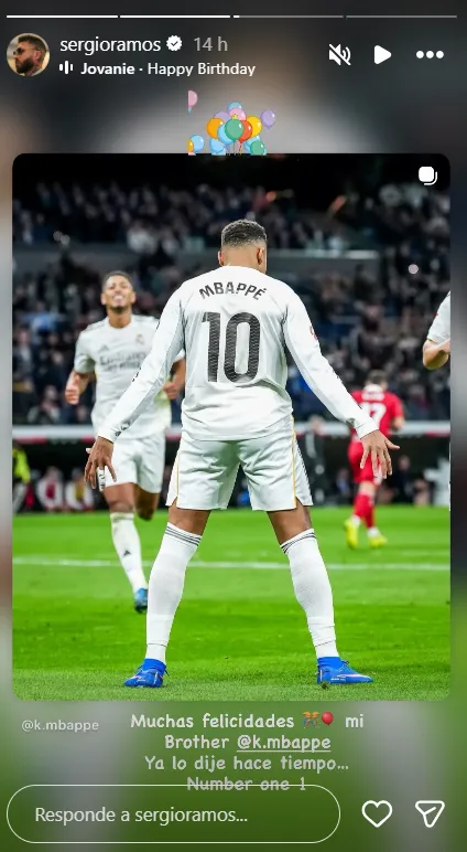 La publicación de Sergio Ramos en Instagram por el cumpleaños de Kylian Mbappé