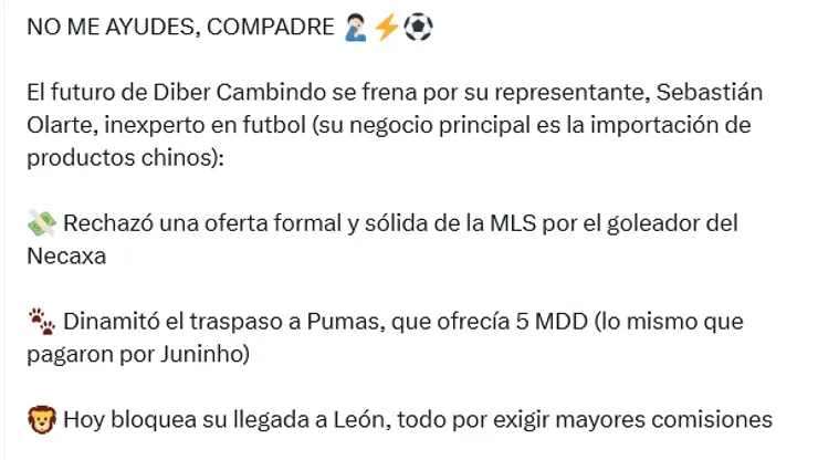 Diber Cambindo, con futuro incierto en México