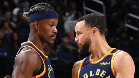 Jimmy Butler y Stephen Curry en la NBA con Golden State Warriors.