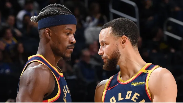 Jimmy Butler y Stephen Curry en la NBA con Golden State Warriors.