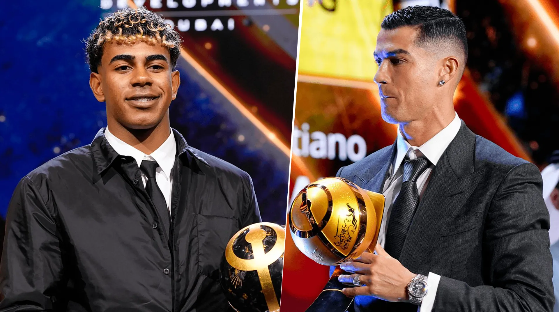 Lamine Yamal y Cristiano Ronaldo en los Globe Soccer Awards 2025 (@Globe_Soccer)