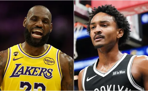 LeBron James con el nuevo jugador que firmó Lakers. (Foto: Getty Images)