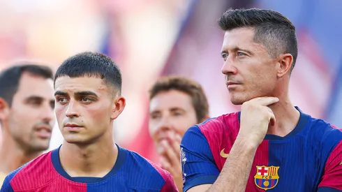 Pedri y Robert Lewandowski, jugadores del FC Barcelona