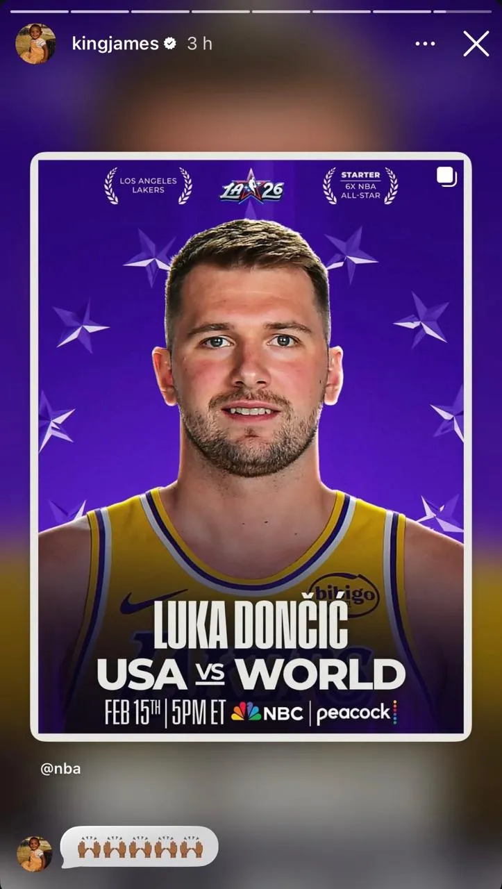 Reacción de LeBron a la elección de Doncic en el NBA All-Star Game. (Foto: Instagram / @kingjames)
