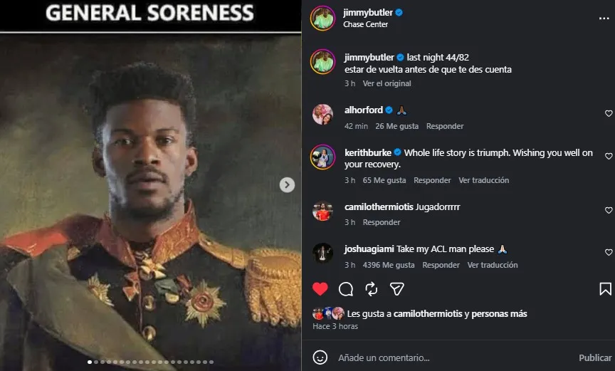 Post de Butler tras su lesión. (Foto: Instagram / @jimmybutler)