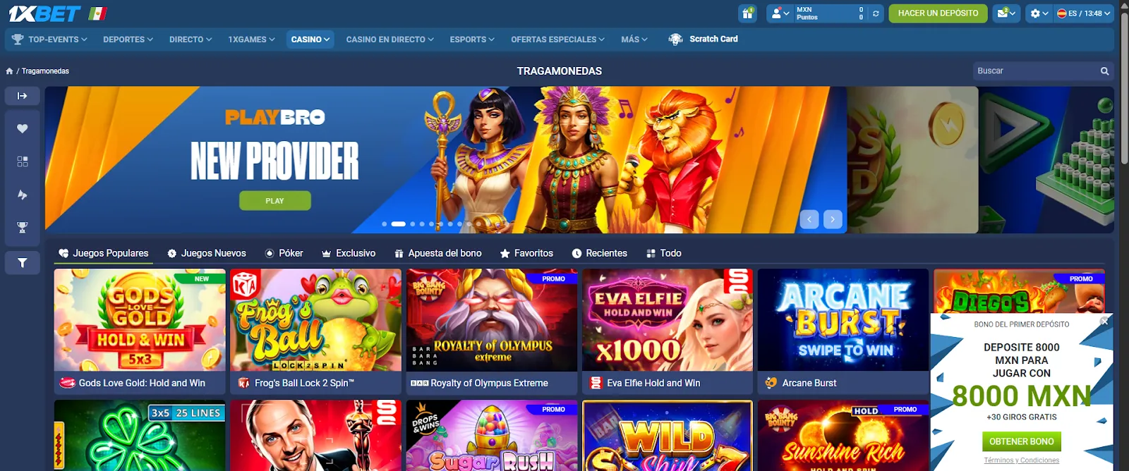 1xbet casino: juegos disponibles - Bolavip MX
