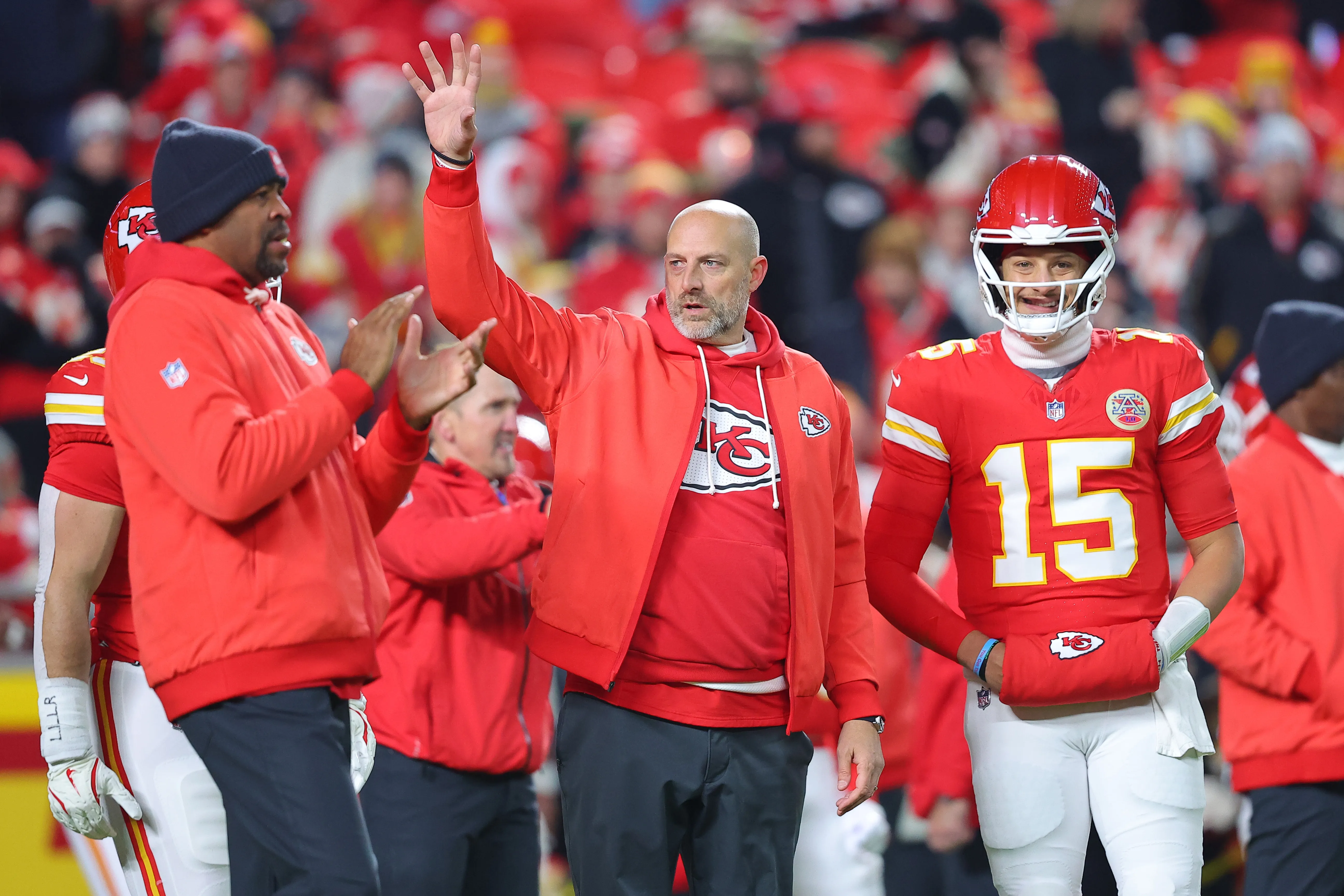 Matt Nagy junto a Patrick Mahomes en Kansas City Chiefs (GETTY IMAGES)