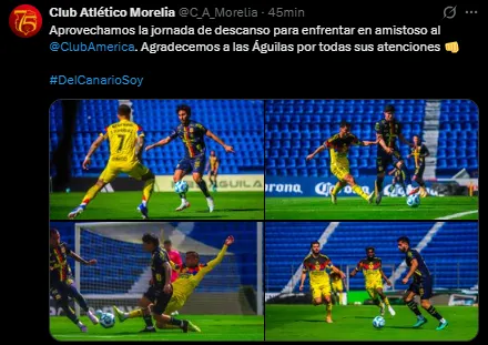 Atlético Morelia agradece al Club América (Crédito: @C_A_Morelia)