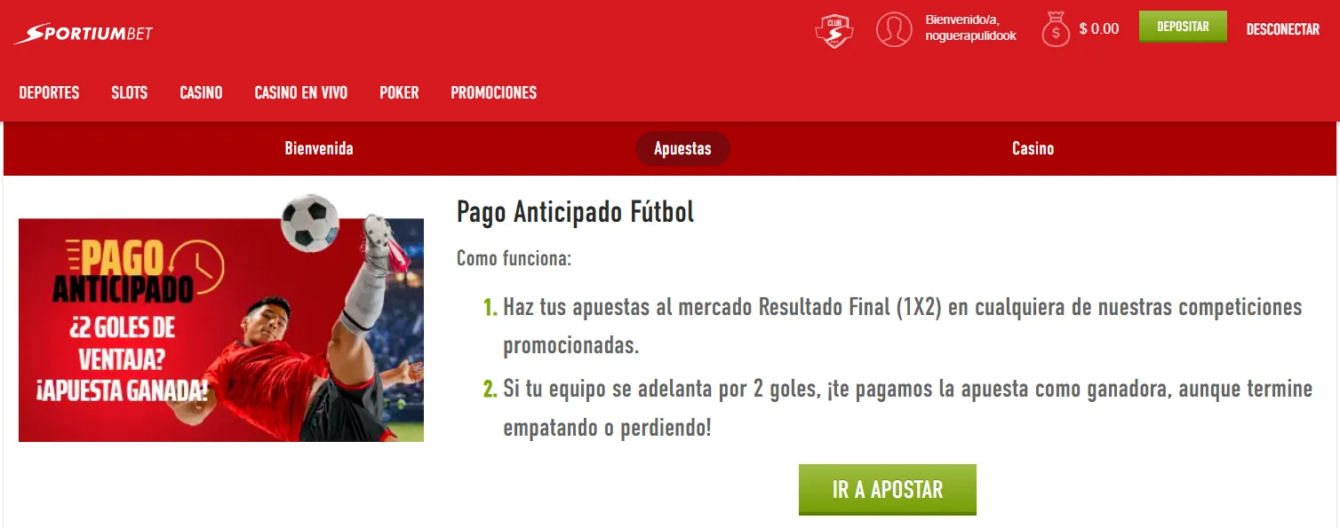 Pago anticipado - como retirar en Sportiumbet - bolavip mx