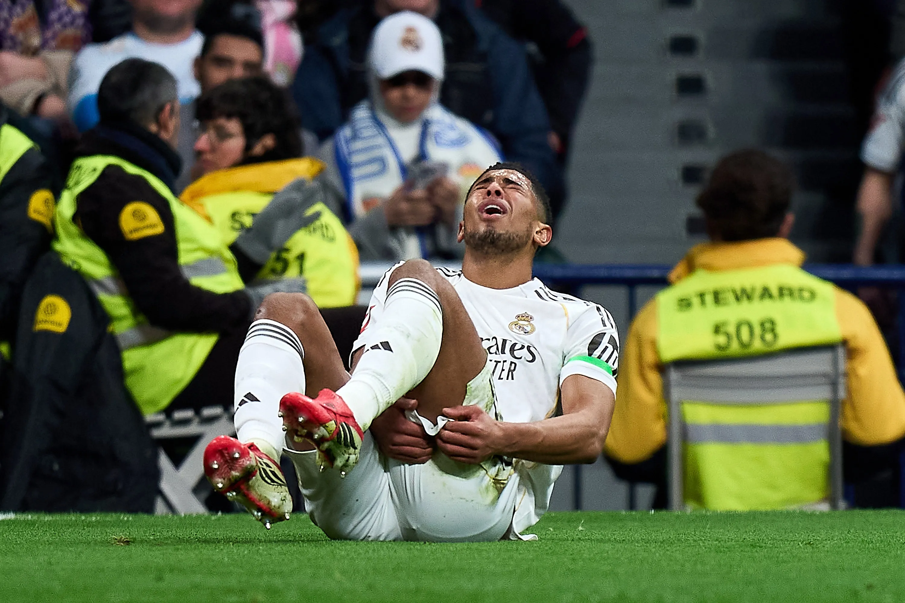 El momento de la lesión de Jude Bellingham ante Rayo Vallecano (GETTY IMAGES)