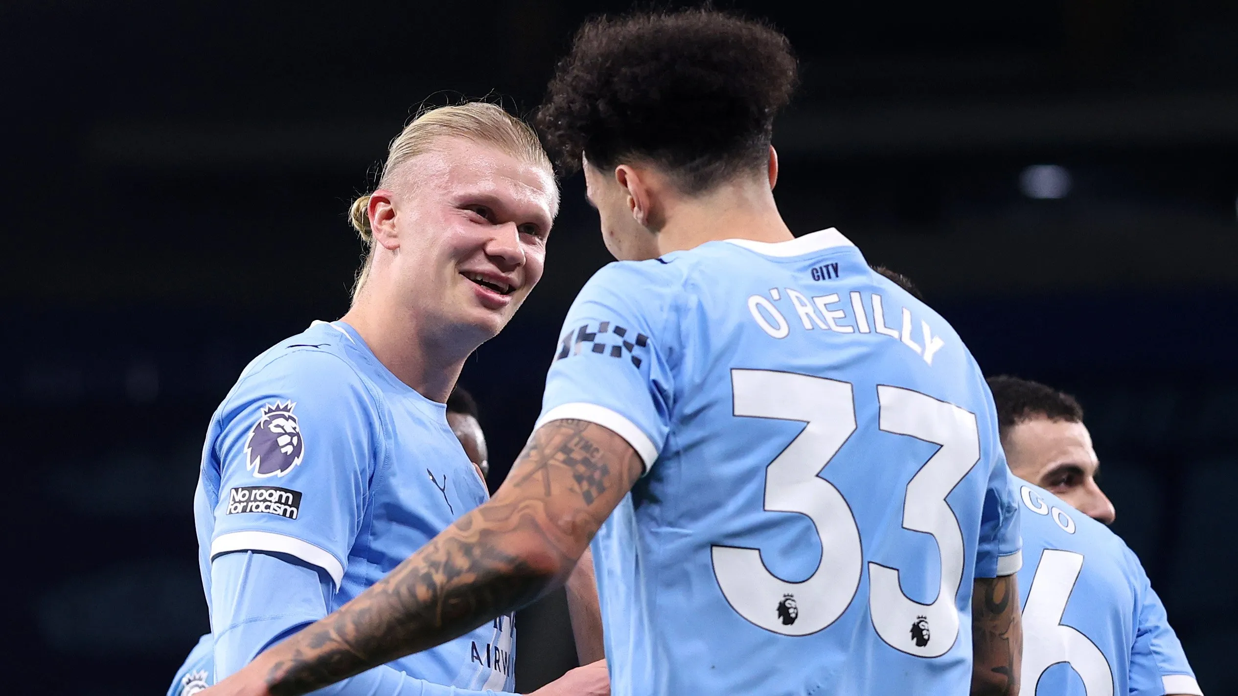 Haaland y O’ Reilly celebran el 2-1 del City [Foto: Getty]