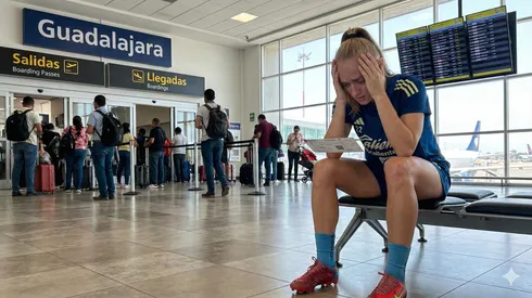 Sarah Luebbert en el Aeropuerto de Guadalajara