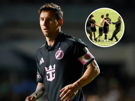 Lionel Messi fue derribado tras una invasión de aficionados
