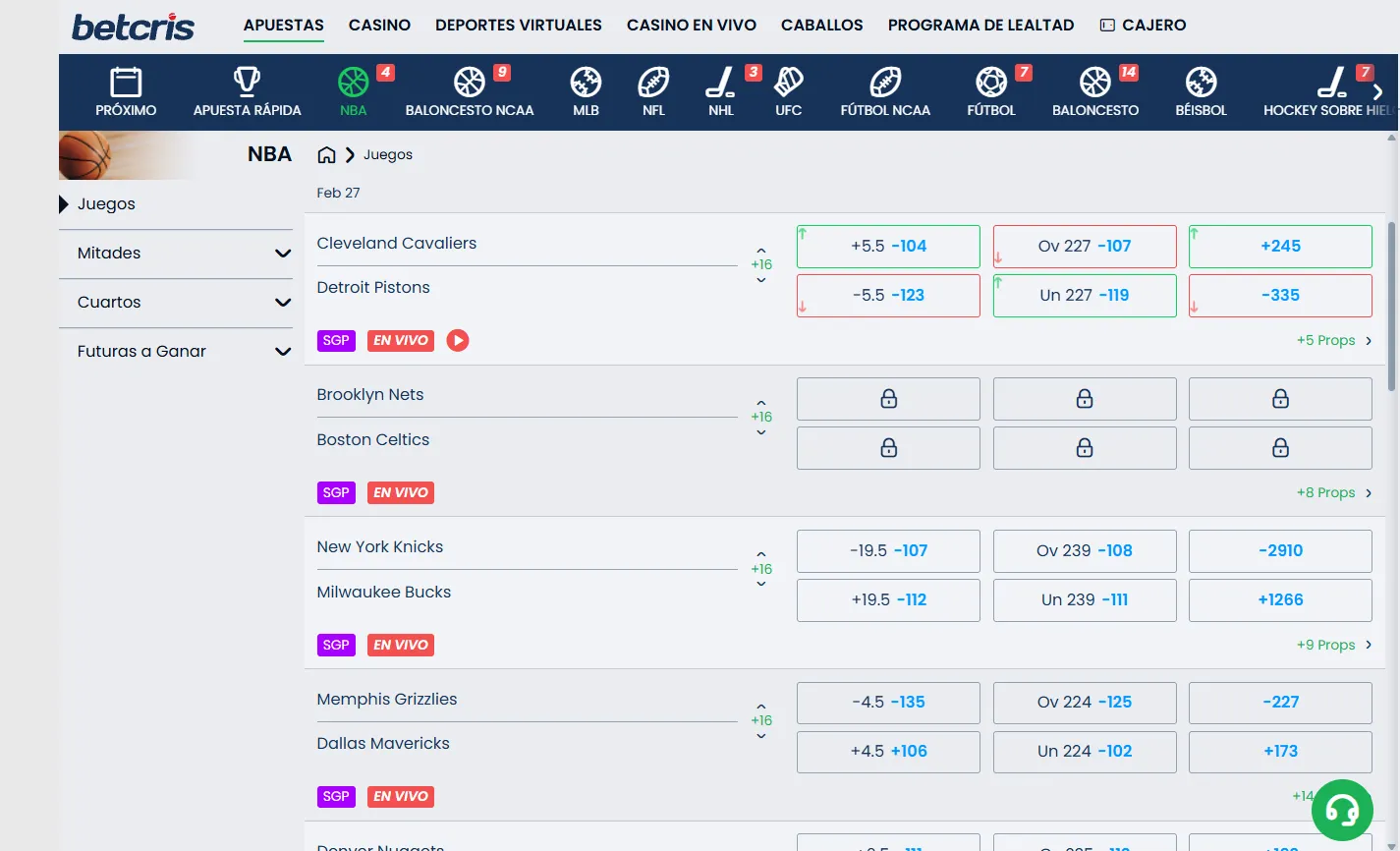 Cómo apostar en Betcris en vivo