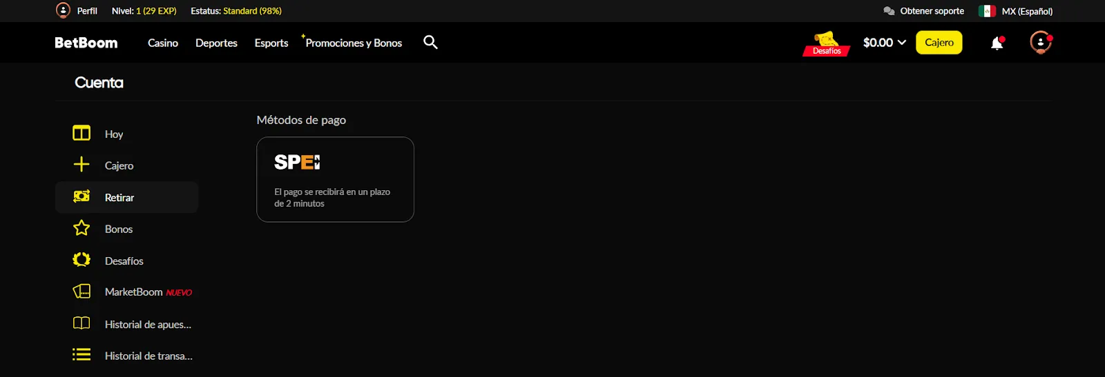 Betboom cómo retirar en la plataforma de retiros - bolavip mx