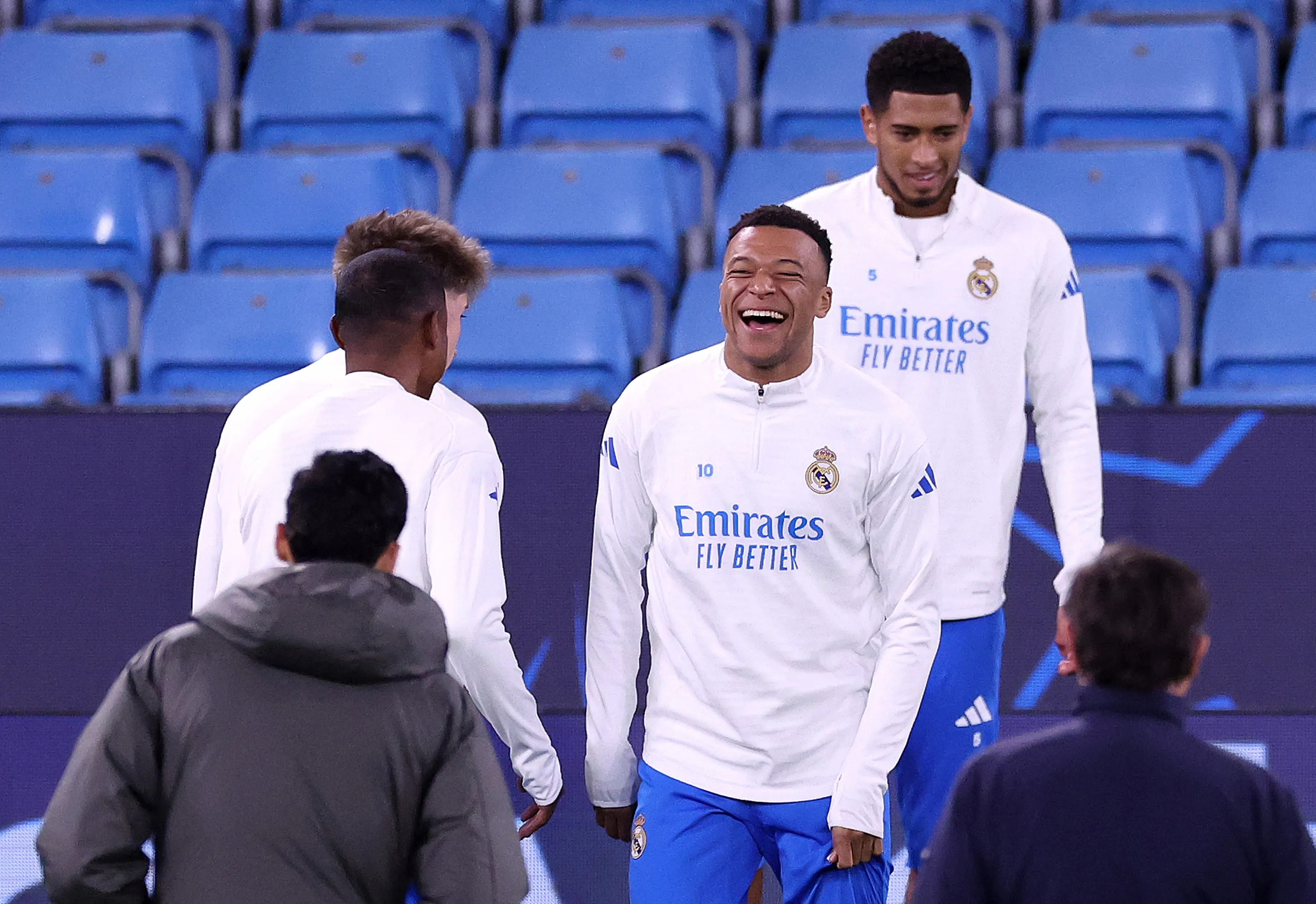 Kylian Mbappé en el entrenamiento de este lunes (Getty Images)