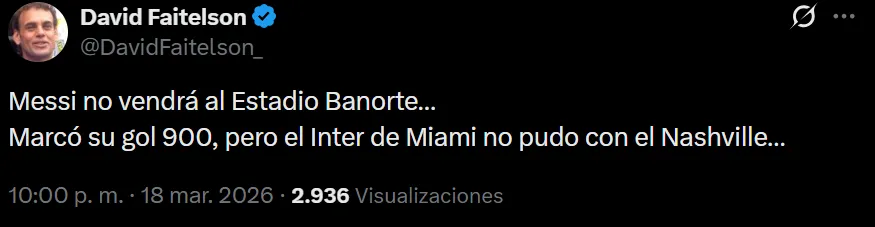 David Faitelson se lamentó la visita fallida de Lionel Messi a México. (CAPTURA DE PANTALLA)