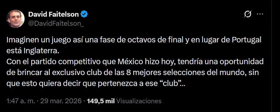 David Faitelson fue muy elogioso con el nivel de la Selección Mexicana. (CAPTURA DE PANTALLA)