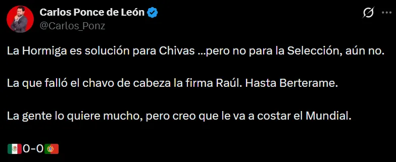 Carlos Ponce de León criticó a La Hormiga González días atrás (Foto: captura de su cuenta de X)
