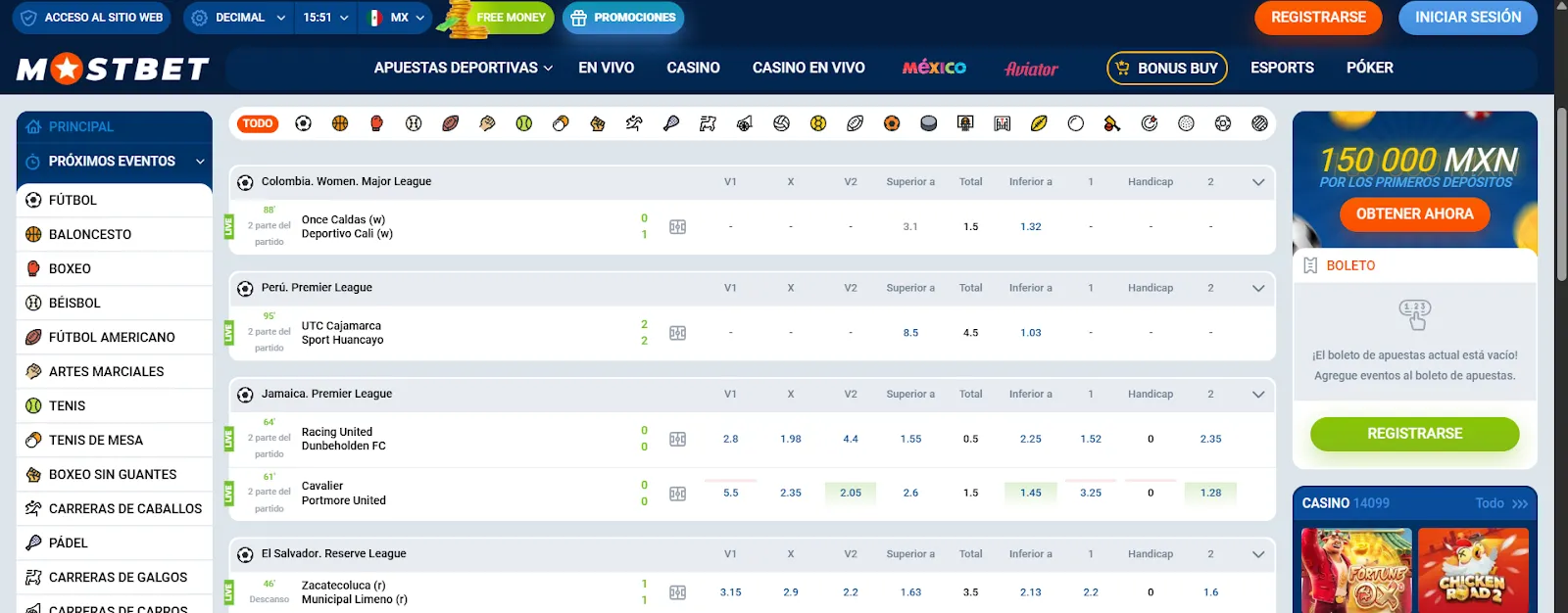 Cuotas deportivas por las que Mostbet México es confiable