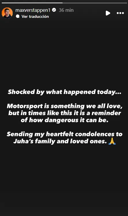 El descargo de Max Verstappen en su cuenta de Instagram (Foto: captura)