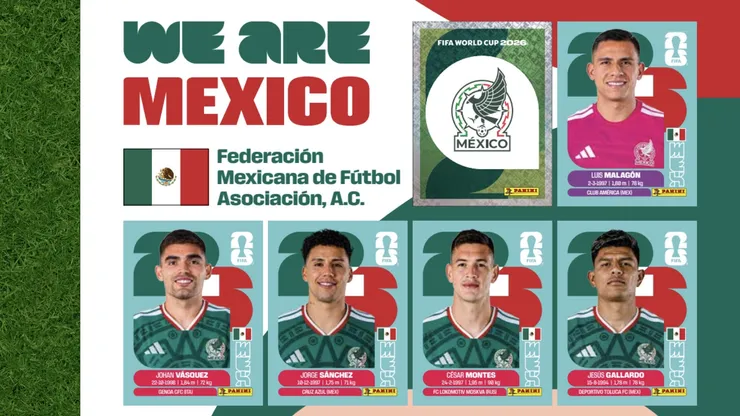 Los 18 jugadores de México en el álbum Panini
