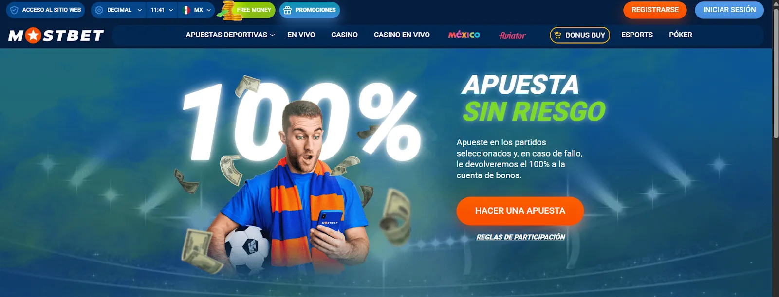 Bono de apuesta son riesgo disponible en la Mostbet app
