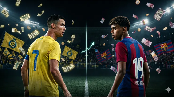 Cristiano Ronaldo vs. Lamine Yamal: valores de mercado.