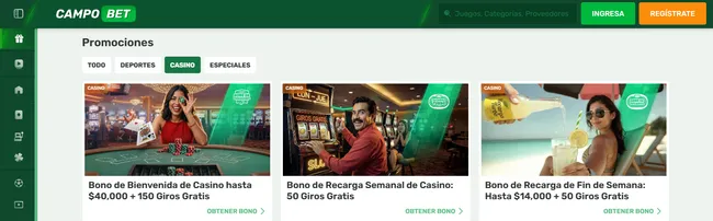 Promociones disponibles en Campobet casino