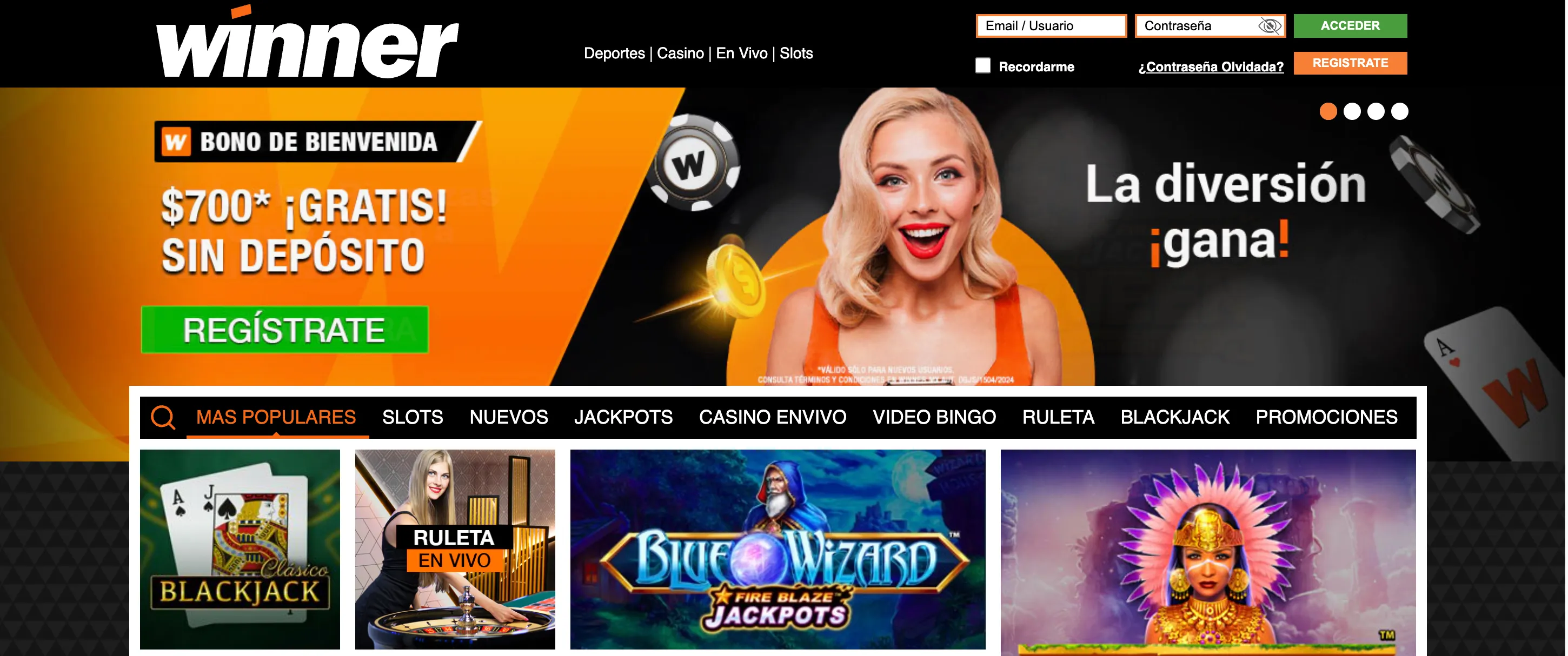 winner casino : bono de bienvenida - bolavip MX