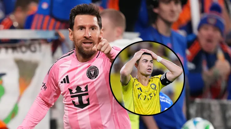 Messi anotó y CR7 lo mira desde lejos.