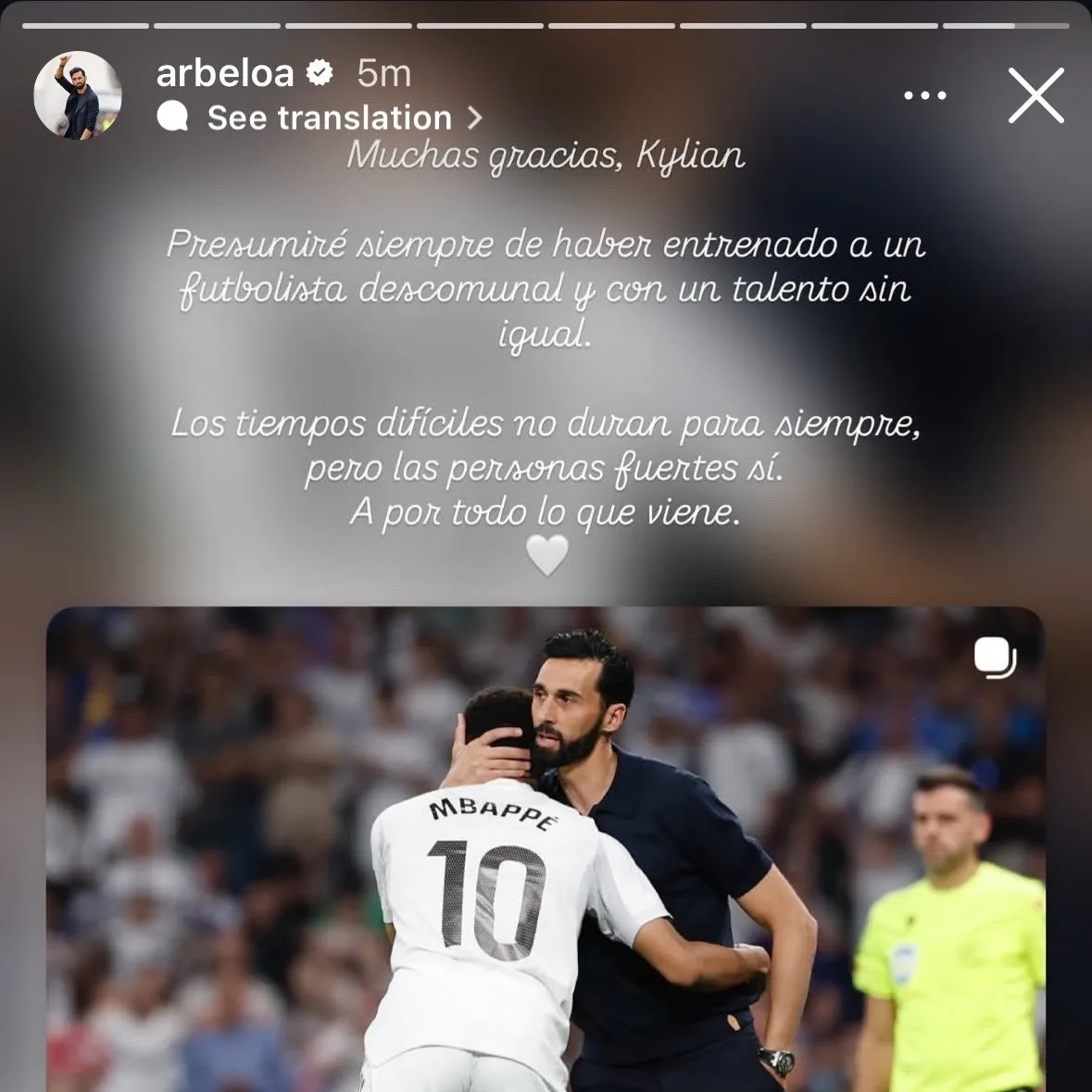 Álvaro Arbeloa se despidió de Kylian Mbappé antes de irse del Real Madrid. (CAPTURA DE PANTALLA)