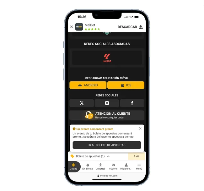 Descargar la app de Melbet desde el sitio web 